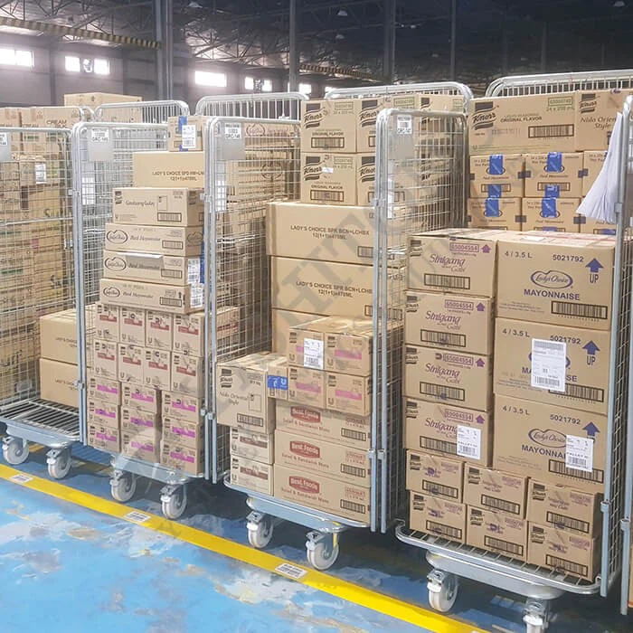 3-sided roll storage cage trolley